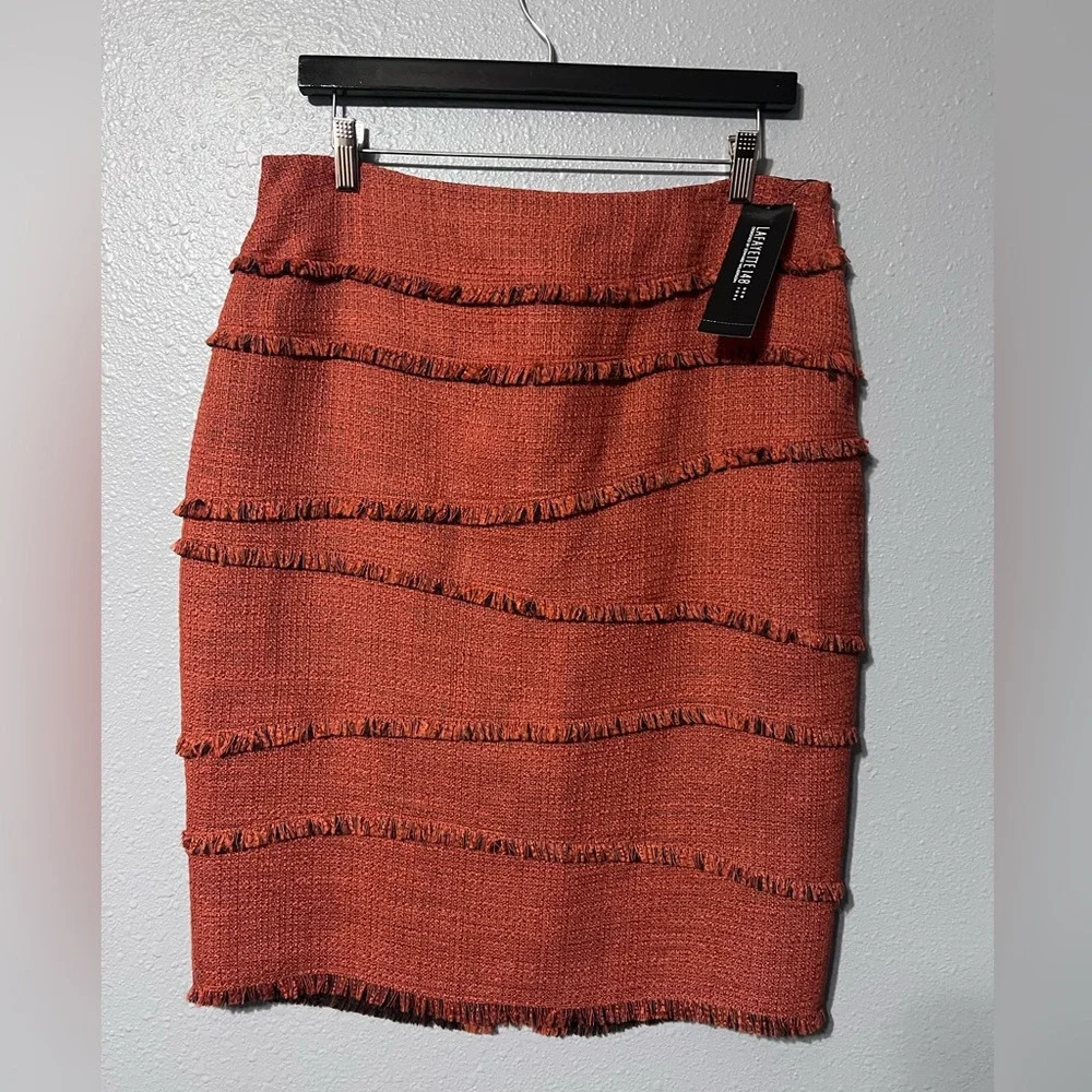 NWT Lafayette 148 New York Rust Virgin Wool Blend Lined Pencil Skirt Sz 12 NEW!
